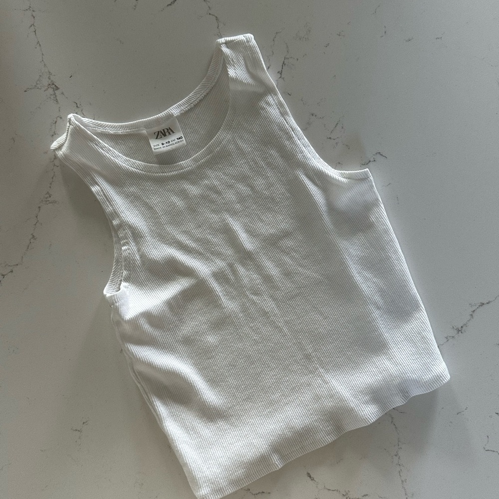 Zara Kids Ribbed White Tank Size 9-10
